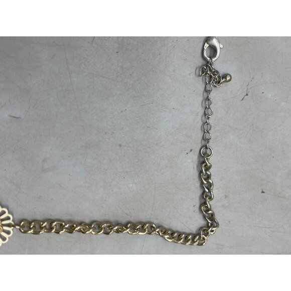 Costume jewelry necklace floral chain foe pearl ivory gold color clasp 19" READ - Picture 6 of 9